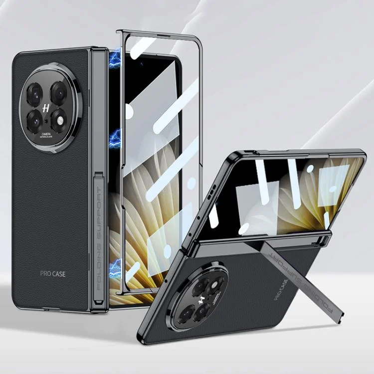 GKK Magnetic Fold Hinge Side Holder Plain Leather Film Integrated Phone Case, For OPPO Find N5
