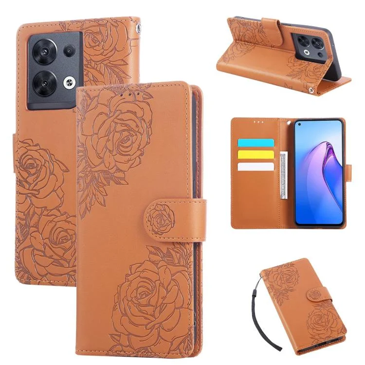 Rose Flower Embossed 3-Card Slots Leather Phone Case, For OPPO Reno8 5G, For OPPO Reno7 4G / F21 Pro 4G, For OPPO Reno7 5G / Find X5 Lite, For OPPO A96 5G