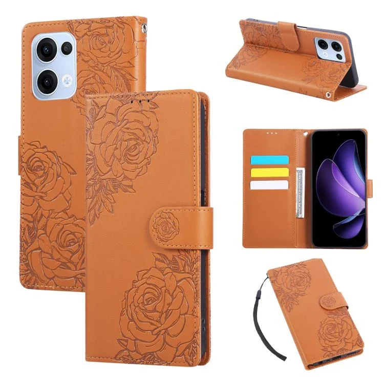 Rose Flower Embossed 3-Card Slots Leather Phone Case, For OPPO Reno13 5G Global, For OPPO Reno13 F 5G Global, For OPPO A3X 5G India / 4G / A3 Global, For OPPO Find X8 5G