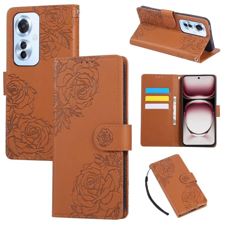 Rose Flower Embossed 3-Card Slots Leather Phone Case, For OPPO Reno11 F Global / F25 Pro 5G, For OPPO Reno11 Global, For OPPO Reno11 Pro Global, For OPPO A38 4G / A18