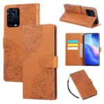 Rose Flower Embossed 3-Card Slots Leather Phone Case, For OPPO A55 4G / 5G / A54 4G, For OPPO Reno7 Pro 5G, For OPPO A74 4G / F19 4G / Reno6 Lite, For OPPO A93 5G / A74 5G / A54 5G