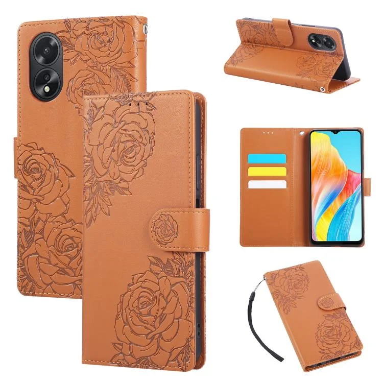 Rose Flower Embossed 3-Card Slots Leather Phone Case, For OPPO A1 5G / A98 5G, For OPPO Find X8 Pro 5G, For OPPO Reno8 T 4G, For OPPO A78 5G