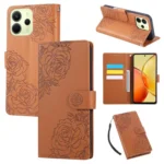 Rose Flower Embossed 3-Card Slots Leather Phone Case, For Redmi Note 14 4G 164.84mm, For Redmi Note 14 Pro 4G, For Redmi Note 14 5G Global, For Redmi Note 14 Pro 5G Global