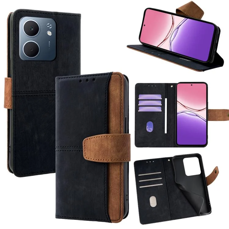 Color Stitching Skin Feel Leather RFID Blocking Phone Case, For OPPO A5x 5G, For OPPO Find X8s+ 5G, For OPPO Find X8s 5G, For OPPO Find X8 Ultra 5G