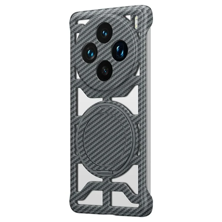 Hollow Carbon Fiber Rotating Bracket MagSafe Phone Case, For vivo X100s, For vivo X100 Ultra, For vivo X100, For vivo iQOO 12 Pro, For vivo iQOO 12