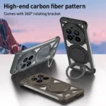 Hollow Carbon Fiber Rotating Bracket MagSafe Phone Case, For vivo iQOO Neo10, For vivo iQOO 13, For vivo X200, For vivo X200 Pro mini, For vivo X200 Pro, For vivo X100 Pro / X100s Pro - Image 2
