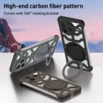 Hollow Carbon Fiber Rotating Bracket MagSafe Phone Case, For Redmi K80 Pro, For Redmi K80, For Redmi K70 / K70 Pro - Image 2