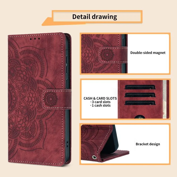 EDA007847903A_4.webp Mandala Embossed Retro Frosted Leather Phone Case, For Xiaomi Poco X5 Pro, For Xiaomi Poco X5 / Redmi Note 12 5G - Image 5