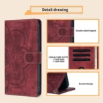 Mandala Embossed Retro Frosted Leather Phone Case, For Xiaomi 14T Pro, For Xiaomi 14T, For Xiaomi Poco M6 Pro 5G / Redmi 12, For Xiaomi 13T / 13T Pro - Image 5