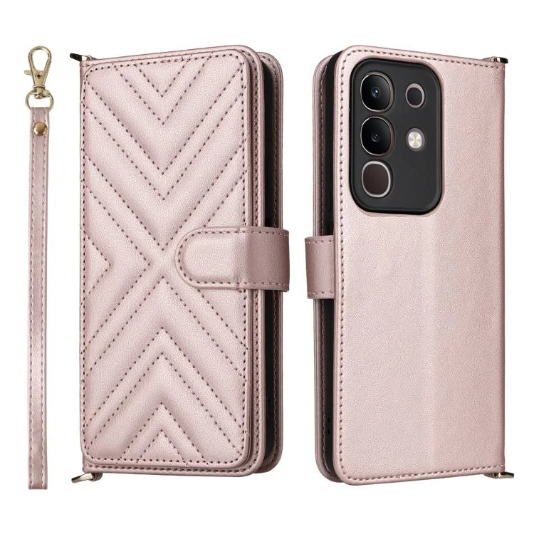 Multifunctional 6-Card Slots Leather Phone Case with Wrist Strap, For vivo Y29 4G / T4x 5G, For vivo Y04 4G / Y29s 5G, For vivo V50 5G, For vivo V40 Lite 4G / 5G IDN / Y300 5G...