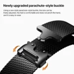 Parachute Buckle Milanese Metal Steel Mesh Watch Band - Image 3