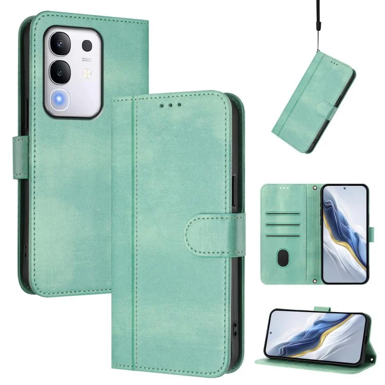 EDA007887327A.webp Line Splicing Buckle Retro Leather Phone Case, For vivo Y29 4G Global, For vivo V50 5G Global - Image 1