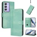 Line Splicing Buckle Retro Leather Phone Case, For vivo Y100 5G IDN / T3 5G IDN, For vivo V40e 5G India / iQOO Z9s 5G