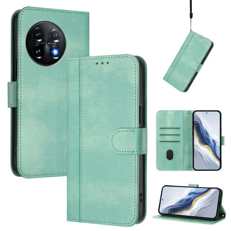 Line Splicing Buckle Retro Leather Phone Case, For Oneplus 11, For OnePlus Nord CE 3