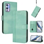 Line Splicing Buckle Retro Leather Phone Case, For OnePlus 9, For OnePlus Nord N10 5G