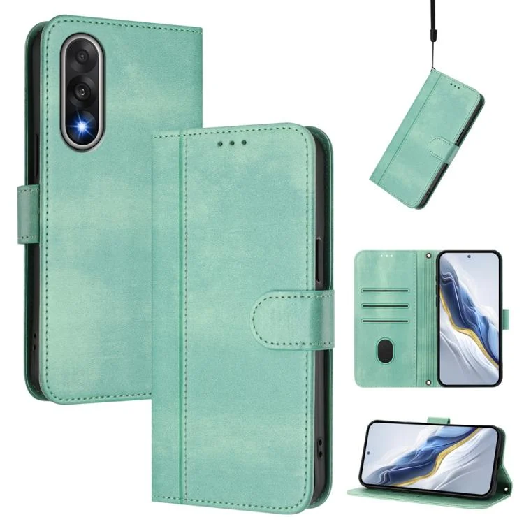 Line Splicing Buckle Retro Leather Phone Case, For OnePlus Ace 5 Ultra, For OnePlus Ace 5 Racing