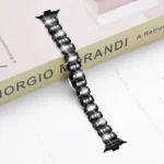 Small Square Diamonds Butterfly Buckle Metal Watch Band - Image 5