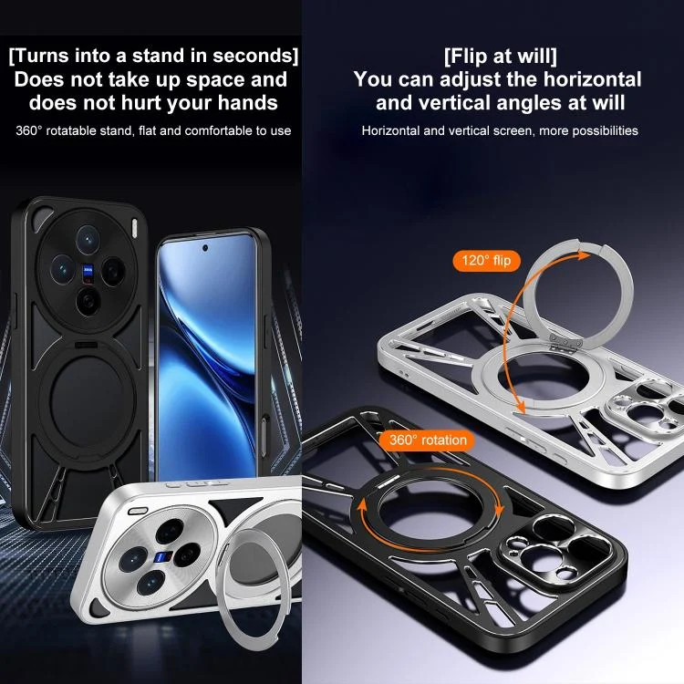 EDA0079729_B2.webp Cooling Hollow Metal Holder MagSafe Phone Case, For vivo X200, For vivo X200 Pro mini, For vivo X200 Pro - Image 3