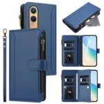 Magnetic Closure 9 Card Slots Zipper Leather Case with Hand Strap, For OnePlus Nord CE4 Lite 5G Global, For OnePlus Nord CE 2 Lite 5G, For OnePlus Nord CE4 5G
