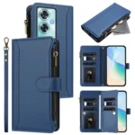 Magnetic Closure 9 Card Slots Zipper Leather Case with Hand Strap, For OnePlus Nord N30 SE 5G, For OnePlus 12R 5G Global, For OnePlus 12 5G Global