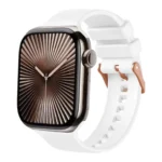 Plain Solid Color Rose Gold Buckle Silicone Watch Band, For Apple Watch 42mm / 41mm / 40mm / 38mm