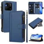 Magnetic Closure 9 Card Slots Zipper Leather Case with Hand Strap, For Redmi 10A / 9C, For Redmi 10 4G / 10 2022, For Redmi Note 10 5G / Note 10T 5G