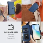 Magnetic Closure 9 Card Slots Zipper Leather Case with Hand Strap, For OPPO A16E / A16K / A35 2021 / A15S, For OPPO Find X5 Pro, For OPPO Find X5 - Image 6