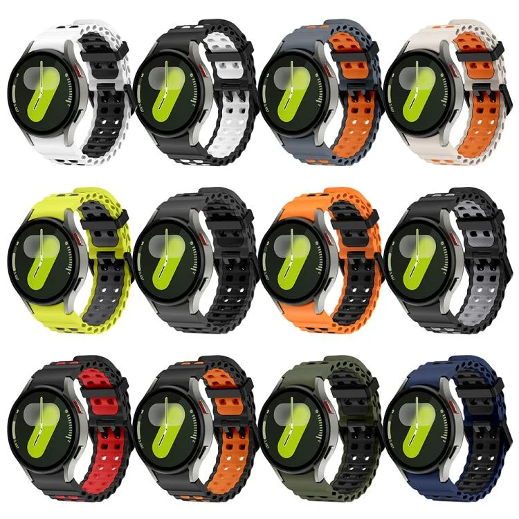 EDA0080256_B2.webp Ocean Dual-Row Hole Two Color Silicone Watch Band - Image 3