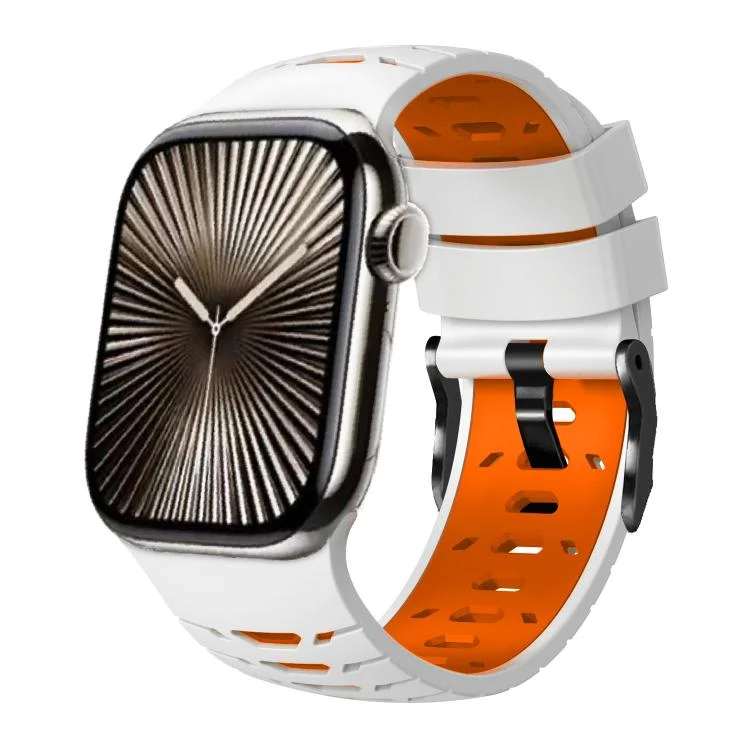 Trapezoid Two Color Silicone Watch Band, For Apple Watch 46mm / 49mm / 45mm / 44mm