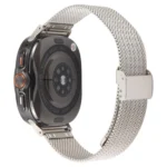 Integrated Buckle Embossed Milanese Metal Watch Band - Image 5