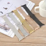 Integrated Buckle Embossed Milanese Metal Watch Band - Image 3