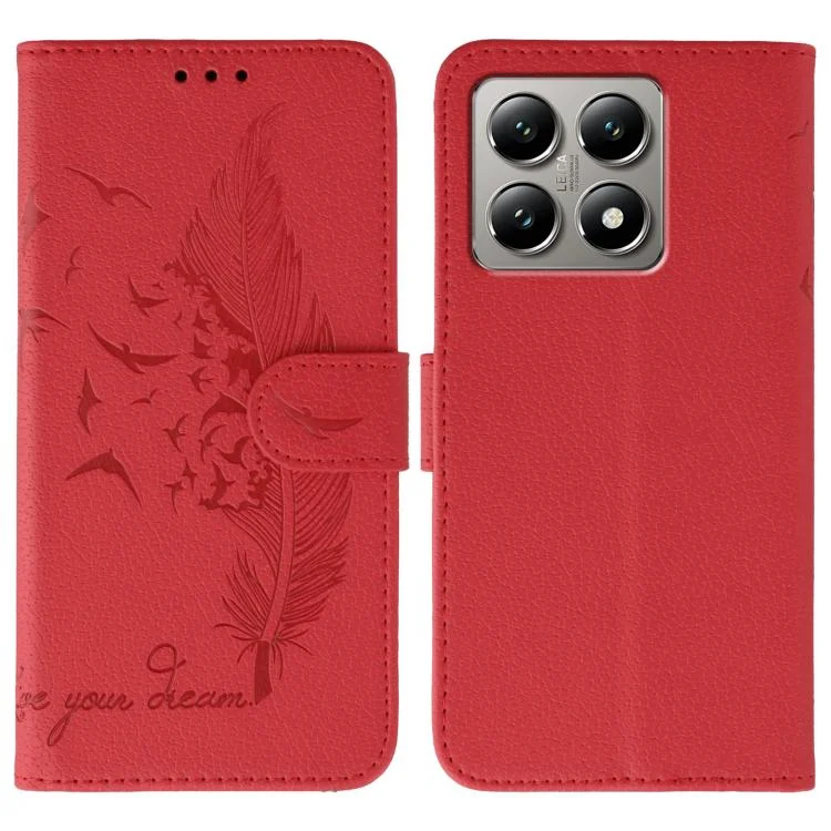 Feather Pattern Litchi Texture Leather Phone Case, For Xiaomi 14T