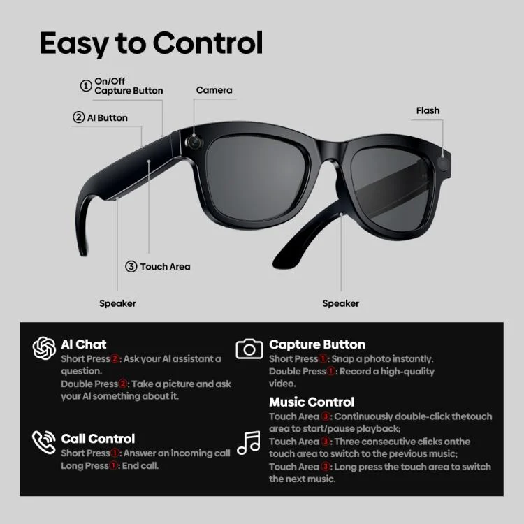 EDA0081566_B11.webp Zeblaze Eyewear AI Shooting Glasses Open-ear Audio AI Assistance - Image 12