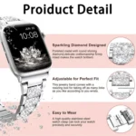 xDfind Diamond Jewelry Stainless Steel Watch Band, For Apple Watch 42 / 44 / 45 / 46 / 49mm, For Apple Watch 38 / 40 / 41 / S10 42mm - Image 4