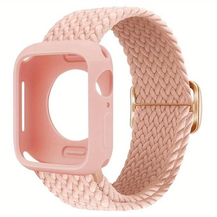 Ladder Buckle Loop Nylon Watch Band with Silicone Case