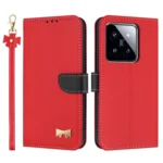 Metal Bow Leather Phone Case with Hand Strap, For Xiaomi 14 Pro, For Xiaomi 14, For Xiaomi 13T / 13T Pro