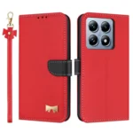 Metal Bow Leather Phone Case with Hand Strap, For Xiaomi 14T Pro, For Xiaomi 14T, For Xiaomi 14 Ultra