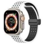 Magnetic Buckle Breathable Silicone Watch Band, For Apple Watch 46mm / 49mm / 45mm / 44mm