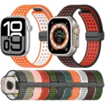 Magnetic Buckle Breathable Silicone Watch Band, For Apple Watch 46mm / 49mm / 45mm / 44mm - Image 2