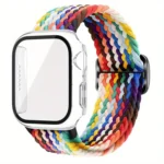 Ladder Buckle Loop Nylon Watch Band with Film Frosted PC Cover