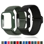 Ladder Buckle Loop Nylon Watch Band with Film Frosted PC Cover - Image 2