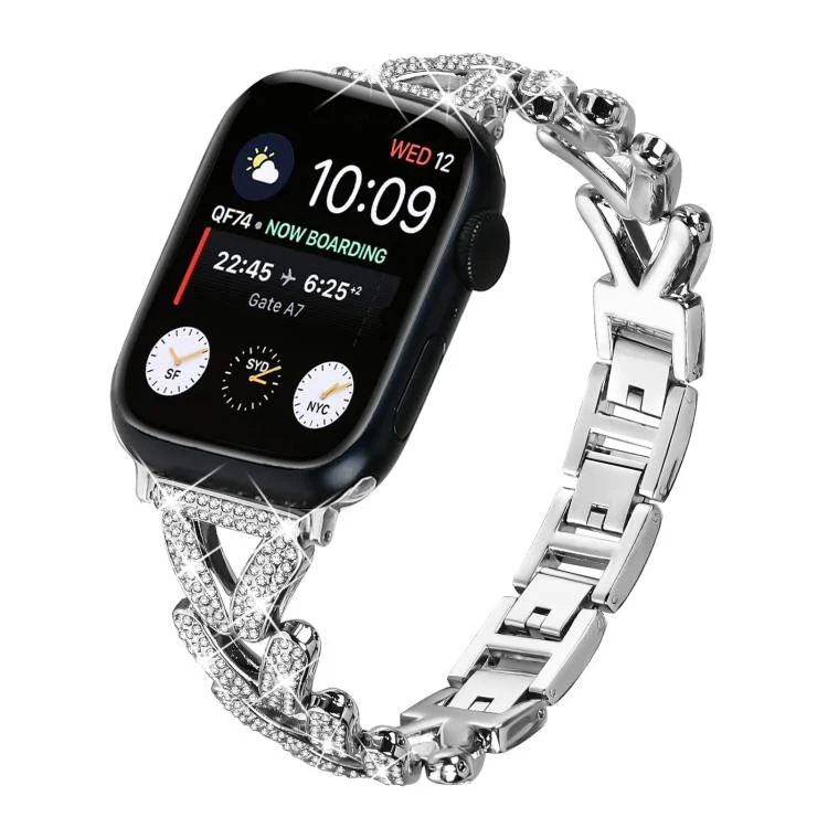 xDfind Small Twist Diamond Metal Watch Band, For Apple Watch 42 / 44 / 45 / 46 / 49mm 20mm, For Apple Watch 38 / 40 / 41 / S10 42mm 20mm