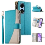 Stitching Multi-card Zipper Wallet Leather Phone Case with Short Strap, For OPPO A1 Pro / Reno8 T 5G, For OPPO A57 4G / A57s / A77 4G / A77s, For OPPO A54 4G / A54s / A55 4G / 5G / A55s 5G