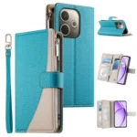 Stitching Multi-card Zipper Wallet Leather Phone Case with Short Strap, For OPPO A5 Pro 5G Global, For OPPO Reno13 Pro Global, For OPPO Reno13 Global