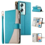 Stitching Multi-card Zipper Wallet Leather Phone Case with Short Strap, For OPPO A79 5G / A2x, For OPPO A5x 5G / A3 4G / 5G / A3x 4G / 5G, For OPPO A5 5G Global / A3 Pro 5G / A80 5G