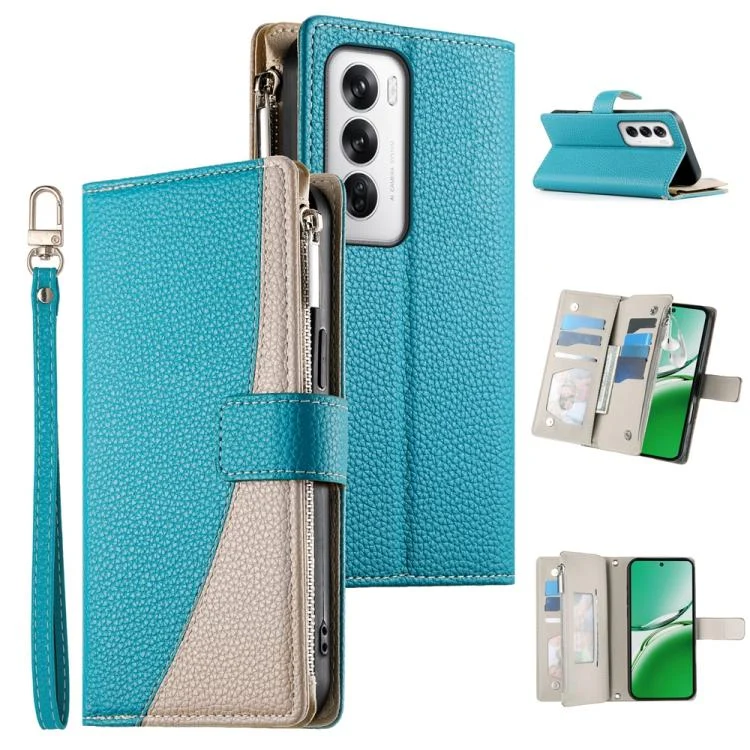 Stitching Multi-card Zipper Wallet Leather Phone Case with Short Strap, For OPPO Reno12 Global, For OPPO Reno11 F / F25 Pro India, For OPPO Reno11 Global