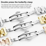 xDfind Five-bead Solid Stainless Steel Butterfly Buckle Watch Band - Image 4