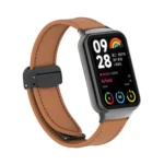 Litchi Texture Magnetic Black Buckle Leather Watch Band - Image 3