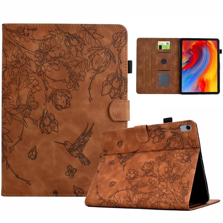 Flowers and Bird Embossed Smart Leather Tablet Case, For Xiaomi Redmi Pad 2