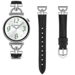 Flat-Head D-shaped Metal Genuine Leather Watch Band - Image 6